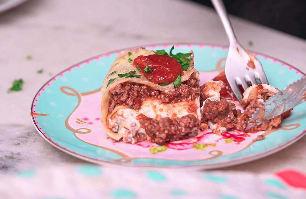 Lasanha de Carne Moída com Creme de Ricota